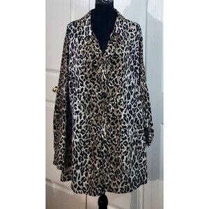 Maggie Barnes Womens Animal Print Blouse Career Necklace Accent Tunic Plus Sz 3X